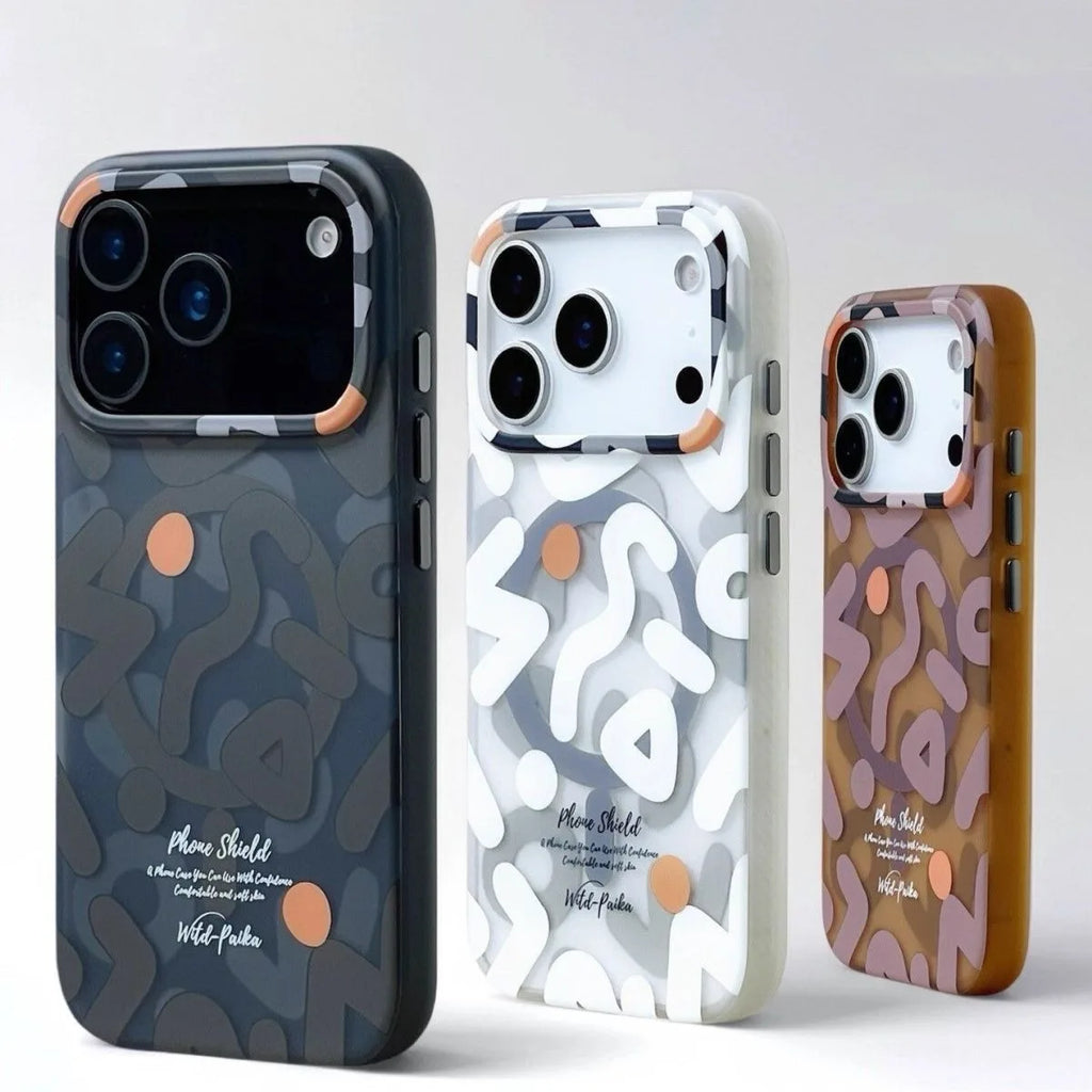 Creative Doodle Magnetic Wireless Charging Case for iPhone 17 Air 16 15 14 13 12 Pro Max 11 Matte Shockproof for Magsafe Cover