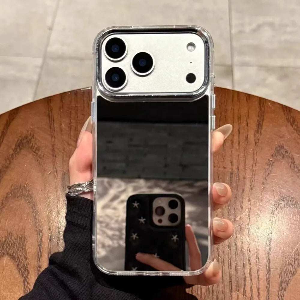 Luxury Plating Make Up Mirror Phone Case For iPhone 17 Air 11 12 13 14 15 16 Pro Max Mini XS Plus Hard Acrylic Shockproof Cover