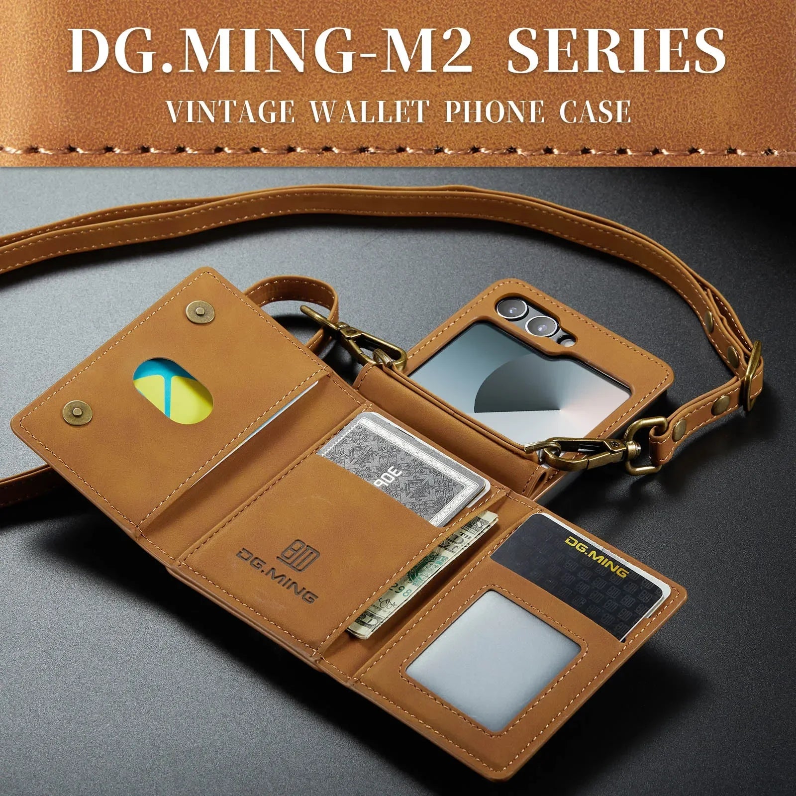 Crossbody Leather Cover Wallet Phone Case For Samsung Galaxy Z Flip 7 fe 6 5 4 3 5G Flip6 Cards Slot Purse Triple Fold Bag Shell