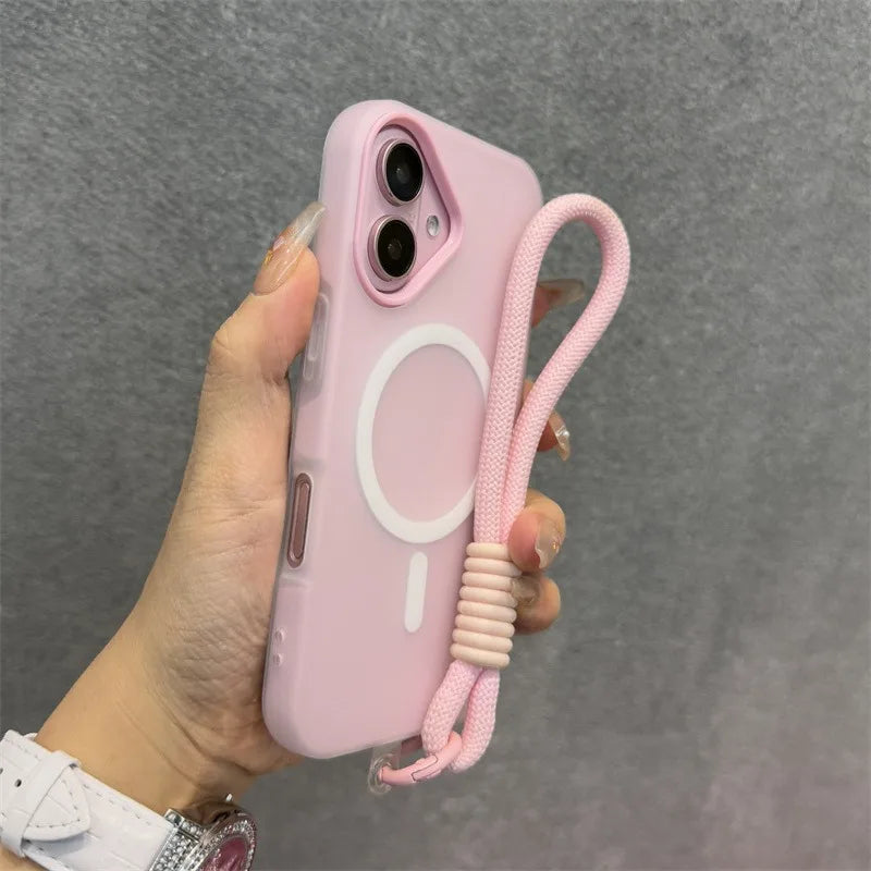 17 ProMax for Magsafe Jelly Candy Color Contrast Lanyard Case for iPhone 17 Air 16 15 14 13 Pro Max Plus 11 12 Wrist Strap Cover