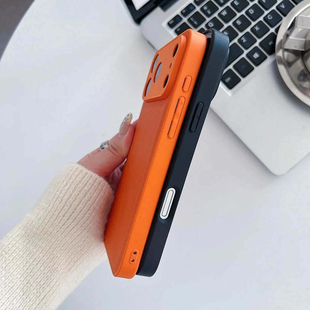 Luxury Lychee PU Leather Texture Solid Color Case For iPhone 17 Air 16 E 15 14 Plus 13 12 Mini Pro Max Shockproof Bumper Cover