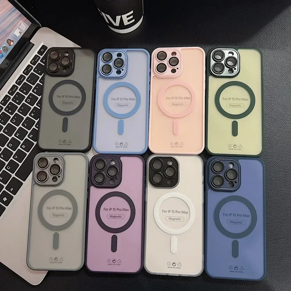 Luxury Desert Gold Magsafe Case for IPhone 16 13 15 14 11 12 Pro Max Plus Magnetic Camera Protector Wireless Charge Matte Cover