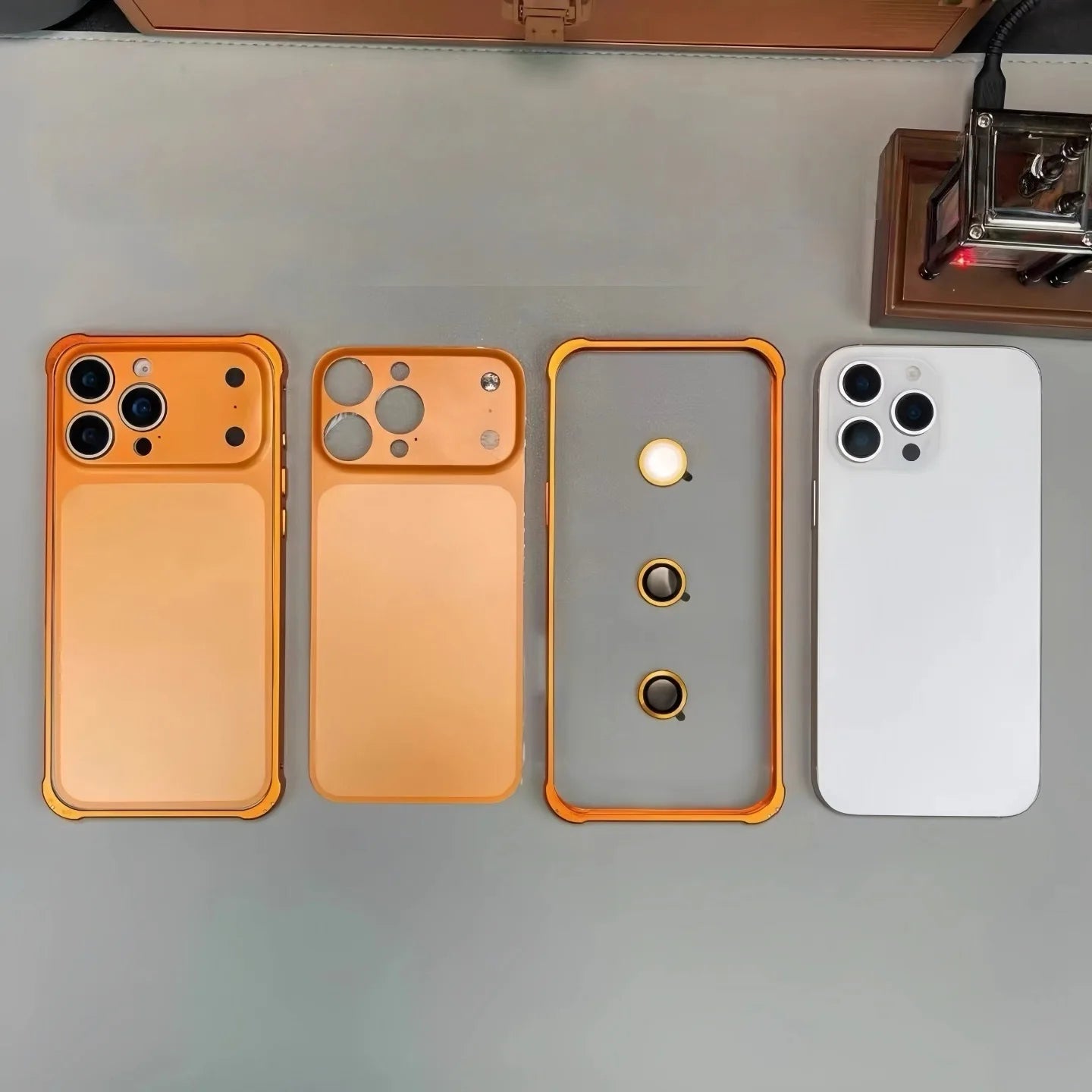 Original Alloy Frame Case For iPhone 16 15 14 13 Pro Max Instantly Transform 17 Pro Max with lens Glass Large Window Fundas Film