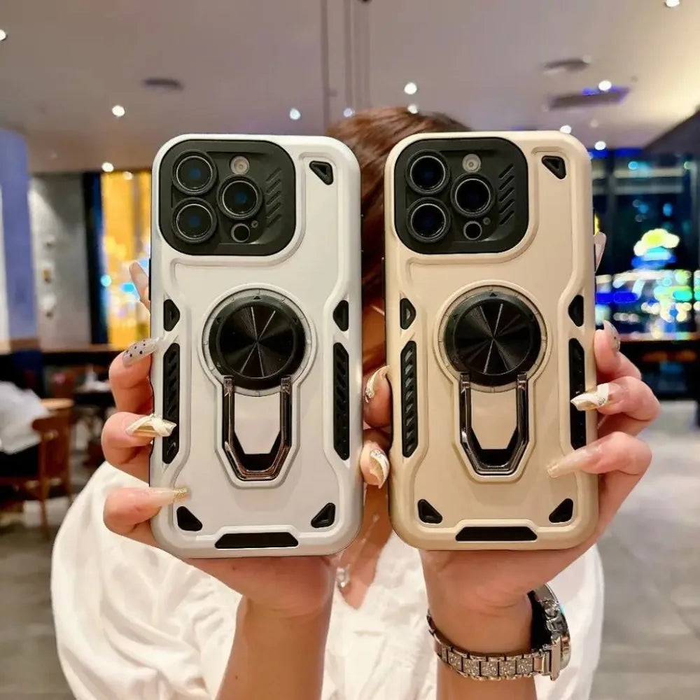 Luxury Rugged Car Ring Stand Phone Case For IPhone 17 Pro Max Air 16 15 14Plus 13 12 11 Anti-fall Armor Hard Protect Cover Funda