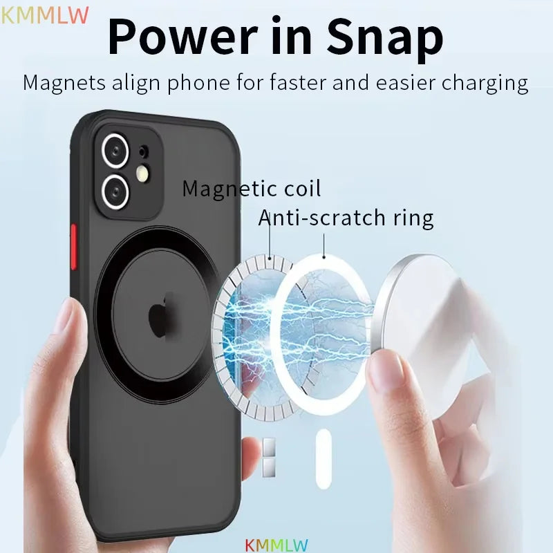 Matte Magnetic Case For iPhone 15 16 17 Pro Max 11 12 13 14 Pro 13mini 16e 14Plus 15Plus 16Plus Air Translucent Cover