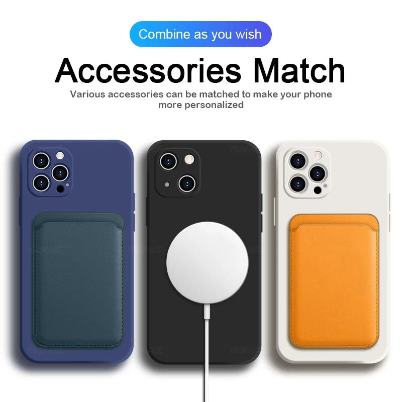11Colors Magnetic Liquid Silicone Case For iPhone 16 Pro Max 7 8 Plus SE 2020 2022 Magsafe Wireless Charging Cover