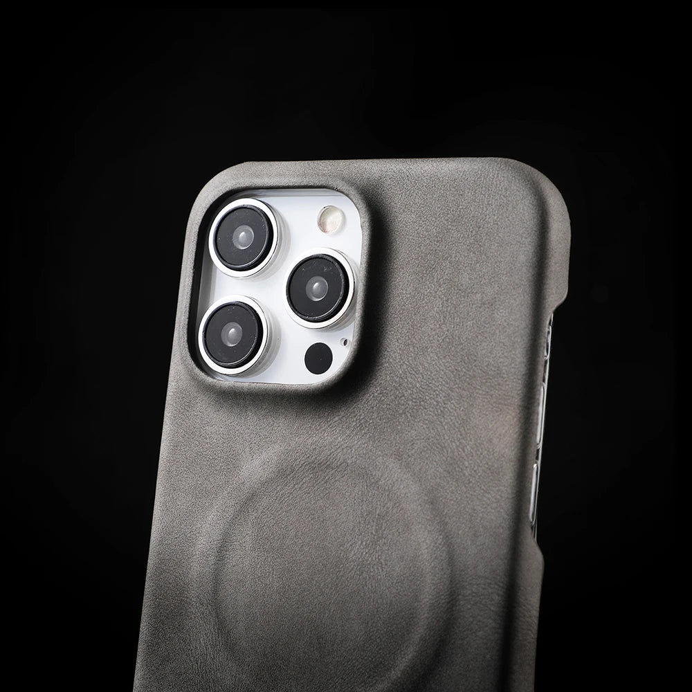 Luxury Sheepskin Leather Magnetic Phone Case for iPhone Air 12 13 14 15 16 17 Pro Max 15pro Charging Business For MagSafe Cover