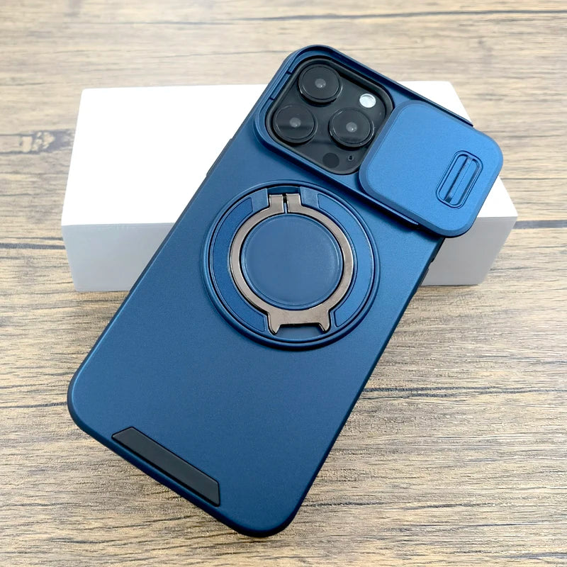 Shockproof Armor Case For iPhone 17 16 15 14 13 12 11 Pro Max 17Pro 16Pro iPhone17 Camera Lens Slide Cap Full Cover Stand Holder