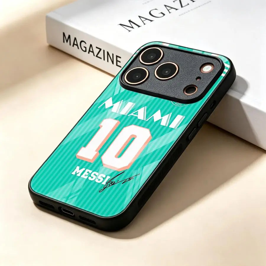 Phone Cover Glass Case for iPhone 17 Pro Max XR 11 15 Plus 14 8 12 Air 16 13 FootBall Number 10