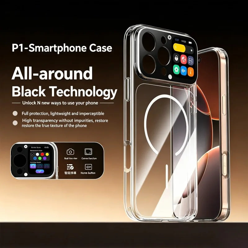 Smartphone Case with 1.85-inch HD Display Taking Photos Recording Intelligent Screen Phone Protective Case for iPhone 16 Pro Max