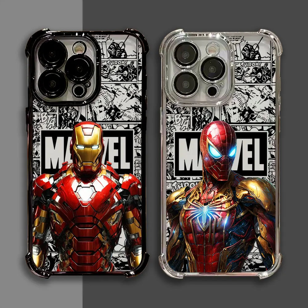 Luxury Marvel Spiderman Ironman Comic Case For iPhone 17E 17 16 Pro 15 14 13 12 11 Pro Max 17 Air 16 E Plus Silicone Phone Cover