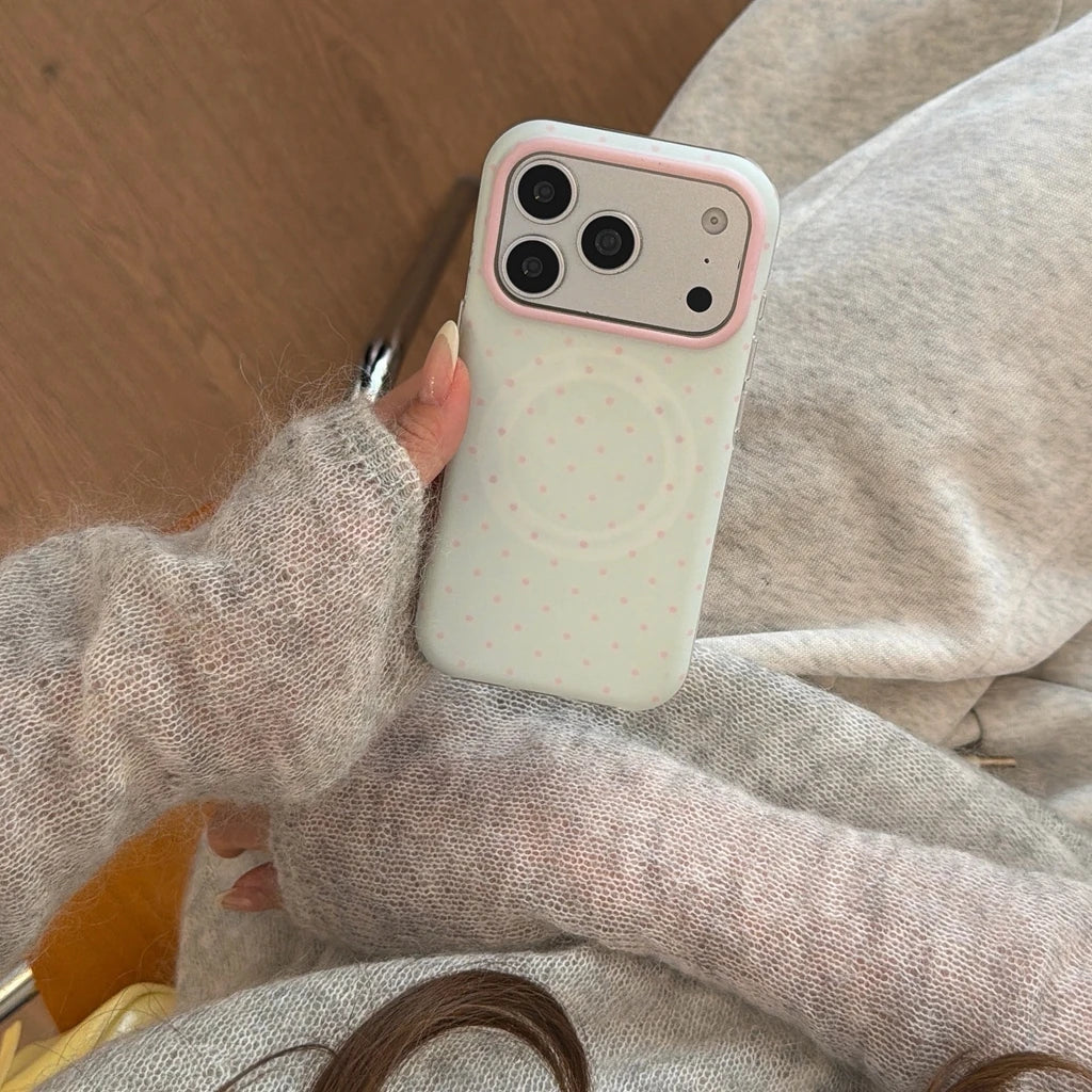 Korean Style Aesthetic Color Collision Polka Dot Magnetic Shockproof Protective Phone Cover Case for IPhone17 16 15 14 Pro Max