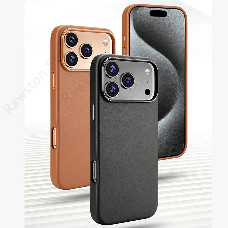 Official Magnetic Leather Case for Apple iPhone 17 Pro Max 16 13 12 14 15 Plus Original MacSafe for MagSafe Cover Accessories