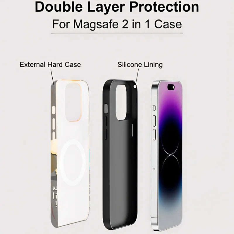 Dual Layer Cute Dog Magsafe Phone Case For iPhone 12 13 14 15 16 17 Air Pro Max Plus Anti-fall Fade Resistant Deluxe Cover