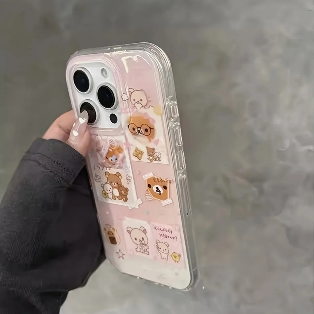 Cute Bear Cartoon Feather Texture Phone Case for Huawei Honor 400 200 X6a X8b X7a X9a X7b X8a X9 X8 X7 Smart Plus Lite Pro 4G 5G