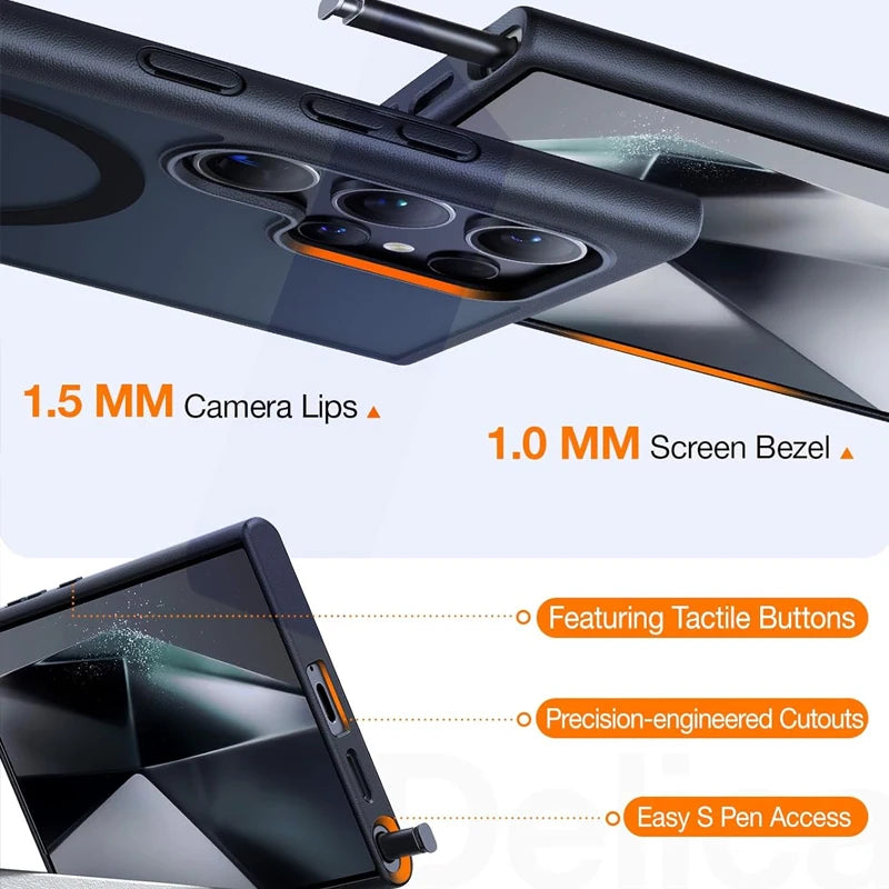 UYUXIO Magnetic Mobile Phone Case with Kickstand for Samsung Galaxy S26 S25 S24 S23 Ultra FE S22 Plus Cover Stand with Holder