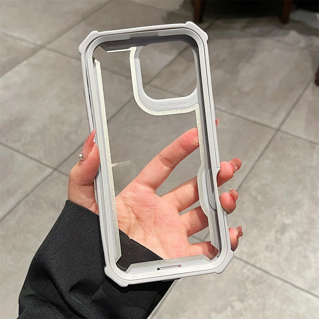 Luxury Duty Dual Layer Transparent Shockproof Phone Case For iPhone 16 15 14 Plus 11 12 13 Pro Max Armour Durable Protect Shell