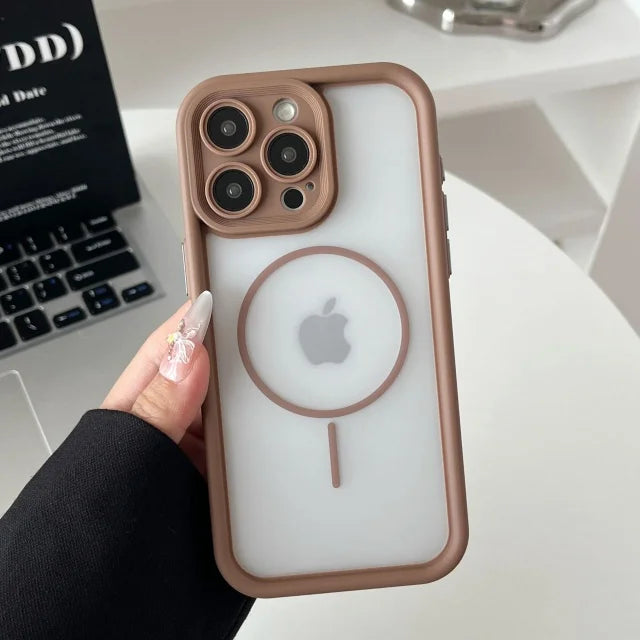 For iPhone 17 Pro Max Luxury Frosted Transparent Magsafe Magnetic Phone Cover For iPhone Air 16 15 14 Plus 13 Shockproof Case