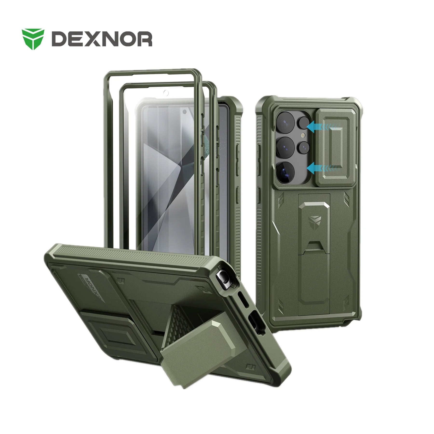 Dexnor For Samsung Galaxy S25/S25 Plus/S25 Ultra 2025Case Full Body Shockproof Camera Cover &Built-in Screen Protector Kickstand
