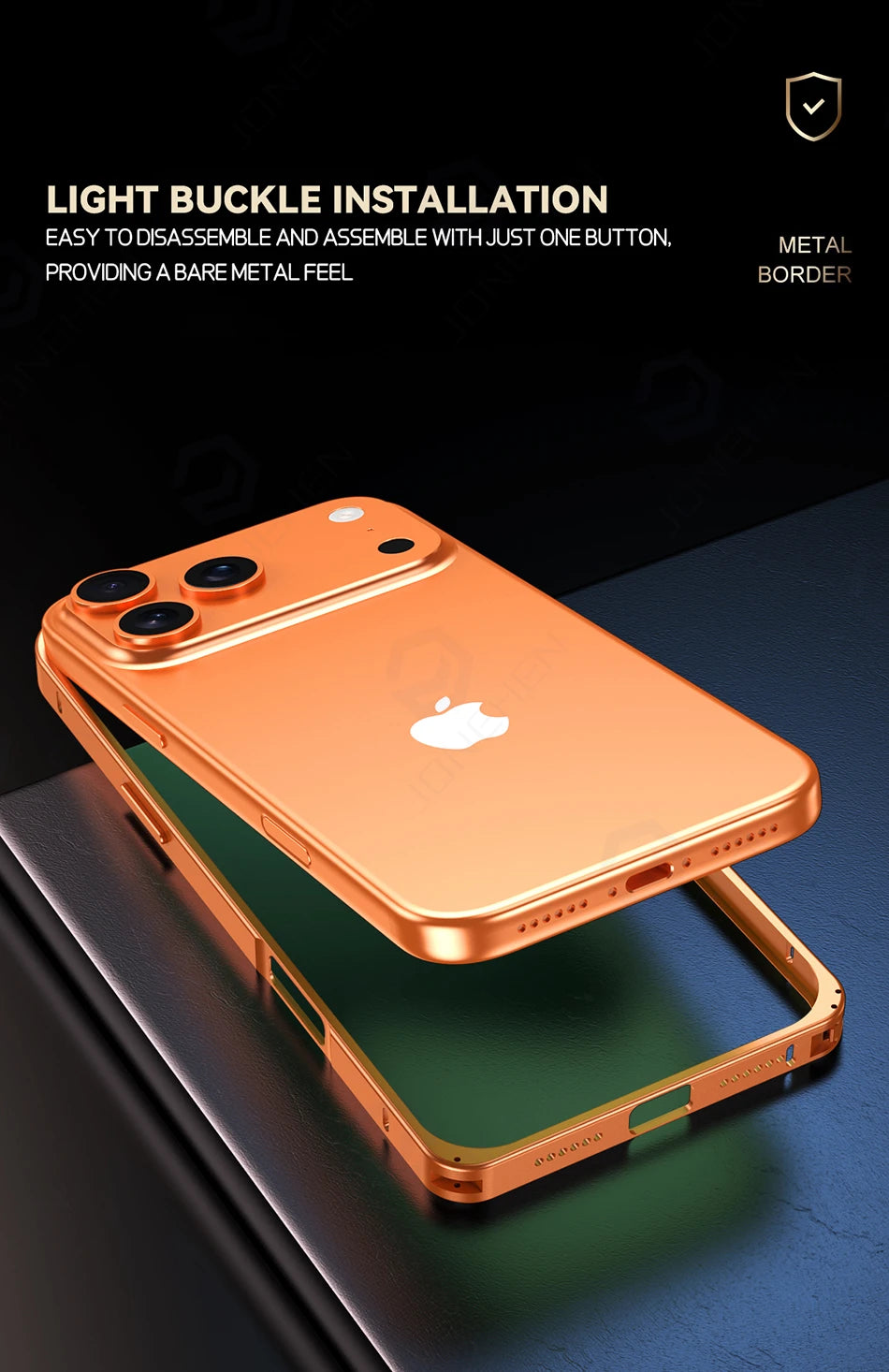 17pro Light Aluminum Metal Bumper Case Orange For iPhone 12 13 14 Plus 15 16 17 Pro Max Ultra Thin Alloy Back Frame Accessories
