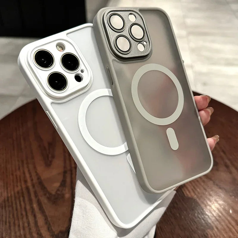 Magnetic Luxury Matte Translucent Case For iPhone 17 16 15 14 13 12 11 Pro Max Plus For Magsafe Wireless Charge Shockproof Cover