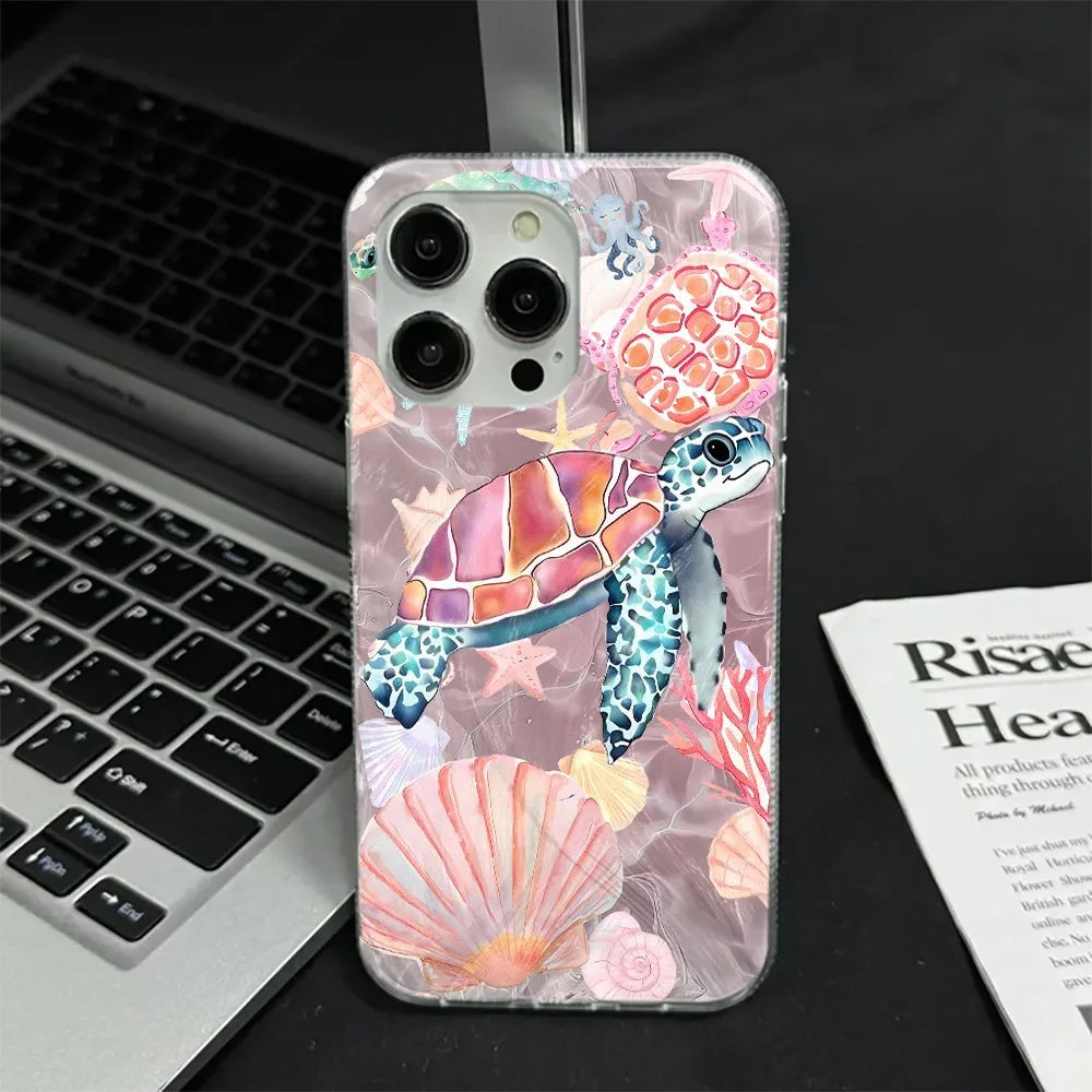 Colorful Painted Sea Turtle Phone Case for Samsung Galaxy A17 A56 A36 A26 A73 A72 A55 A54 A53 A52 A34 A33 A32 A23 A14 A13 4G 5G