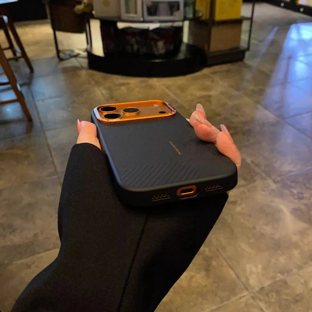 Matte Carbon Fiber Texture Magnetic Case For iPhone 17 16 Pro Max Magnets Charging Camera Lens Shockproof Soft Edges Phone Cover