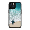 Phone Case Black Sea Turtle Beach Wave Pattern For Iphone X To Iphone 16 Pro Max Summer Beach Travel Outdoor Use