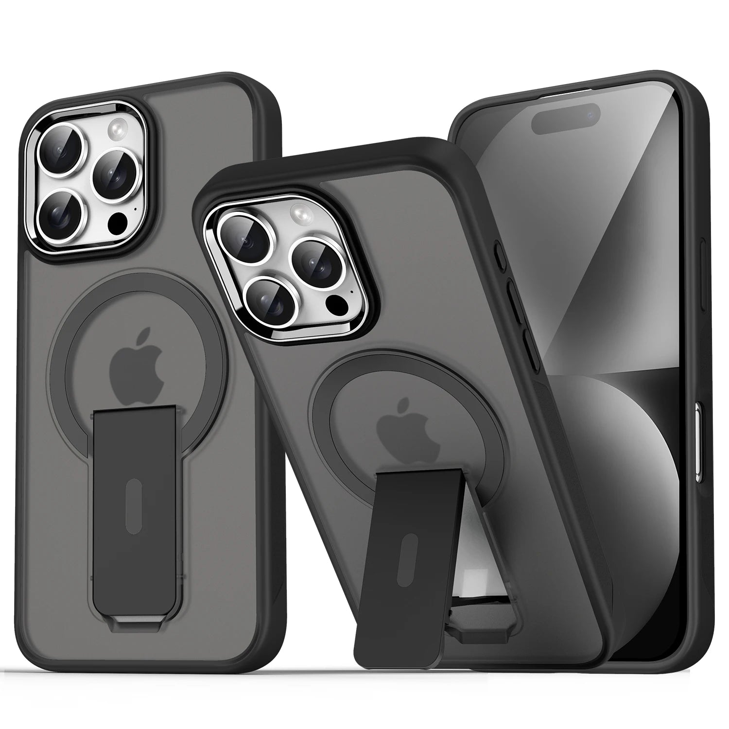 Phone Case for iPhone 16 Pro Max 15 14 11 12 13 For Magsafe Magnetic Stand Invisible Support Hard Anti-fall Matte Back Cover