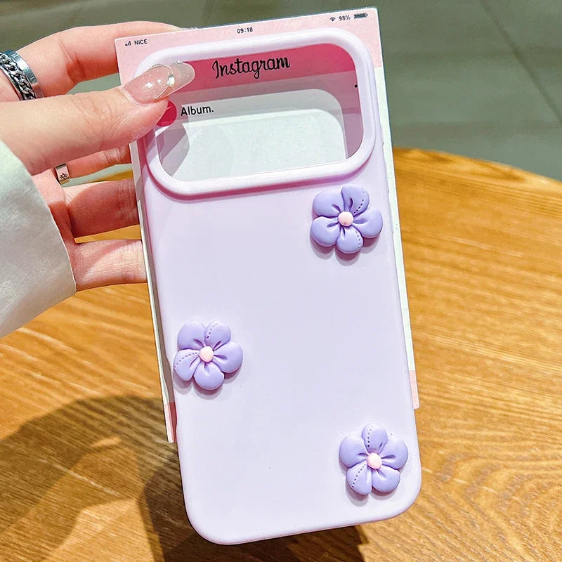 Cute 3D Flowers Silicone Phone Case For iPhone 11 12 13 14 15 16 17 Pro Max Plus Floral Candy Shockproof Bumper Protective Cover
