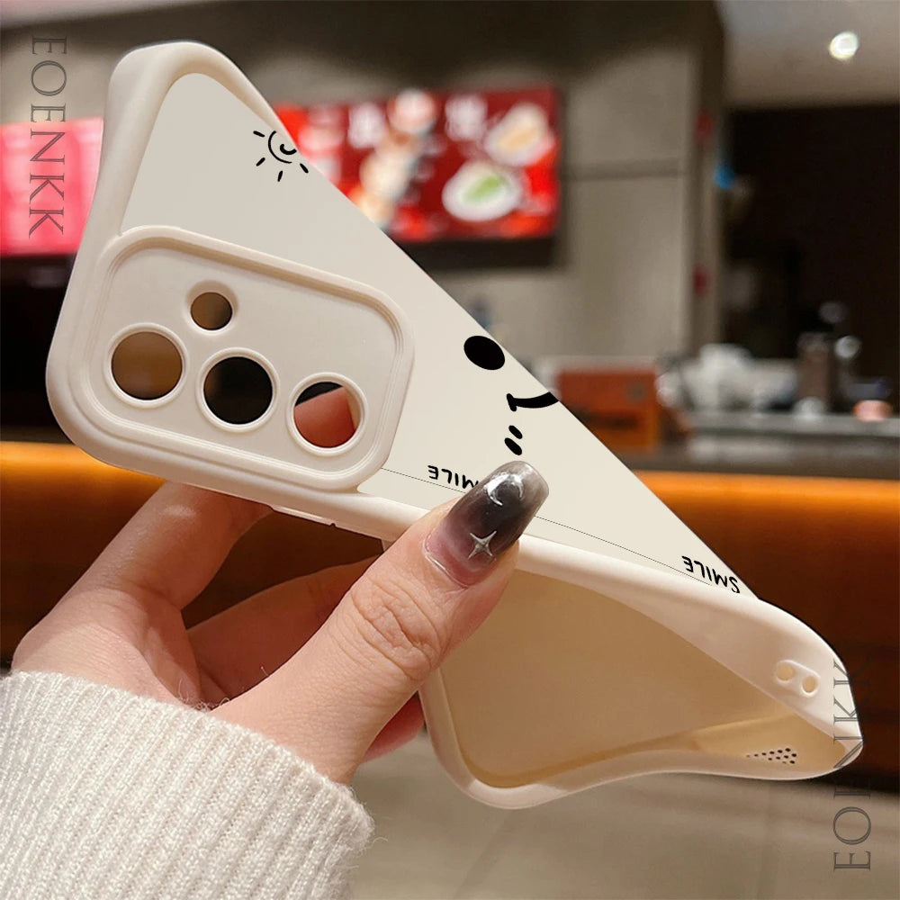Luxury Smiling Face Phone Case For Samsung Galaxy S25 S22 S21 S23 S20 S24 FE A35 A25 A55 Note 20 Plus Ultra Silicone Soft Cover
