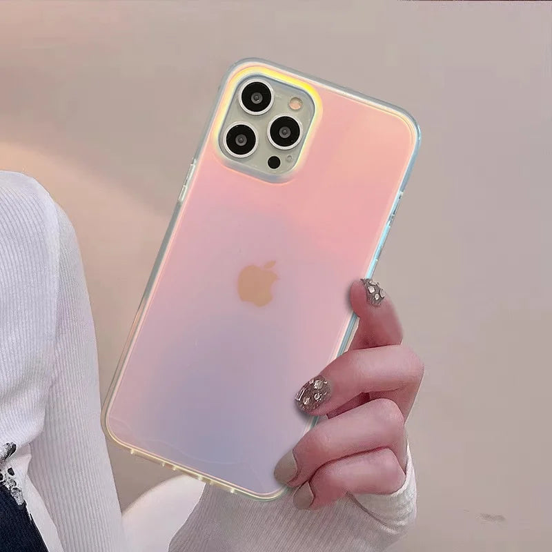 Luxury Laser Gradient Matte Phone Case For iPhone 17 Air 16 Pro Max 15 14 13 12 11 Plus Fashion Rainbow Soft Shockproof Cover