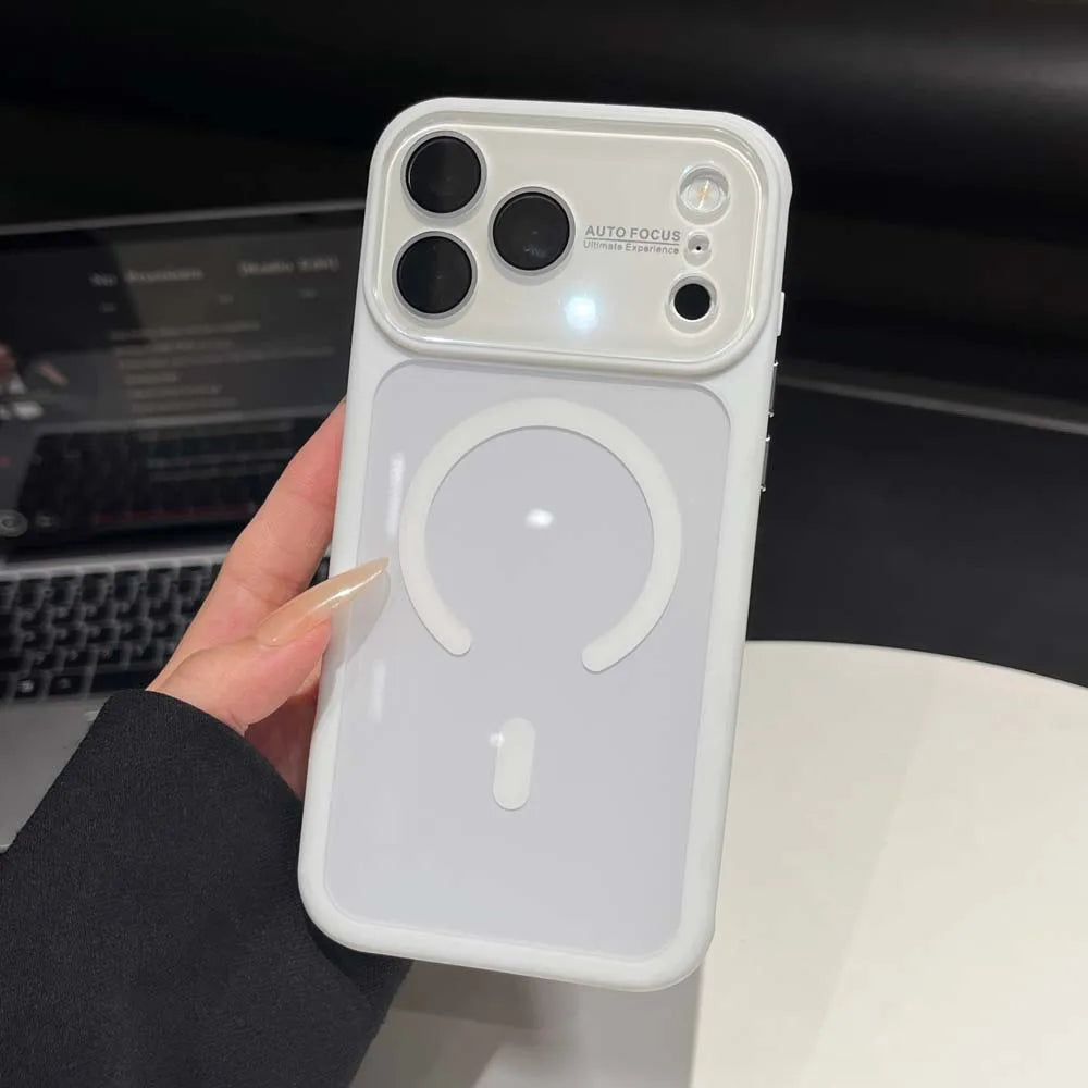 Q7 Large Window Glass Lens Colorful Acrylic For Magsafe Magnetic Phone Case For iPhone 17 16 15 14 13 Pro Max Shockproof Cover