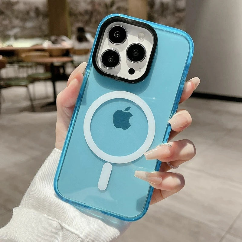 Luxury Wireless Charging For Magsafe Case For iPhone 11 12 13 14 15 16 17 Air Pro Max Plus Magnetic Transparent Bumper Cover