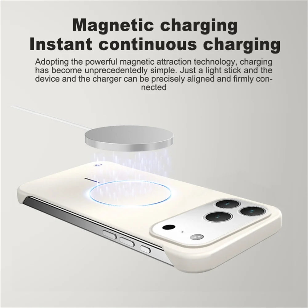 Ultra Thin Matte PC For Magsafe Frameless Magnetic Phone Case For iPhone 16 17 Pro Max Air 16E 14 1513 12 Wireless Charge Cover