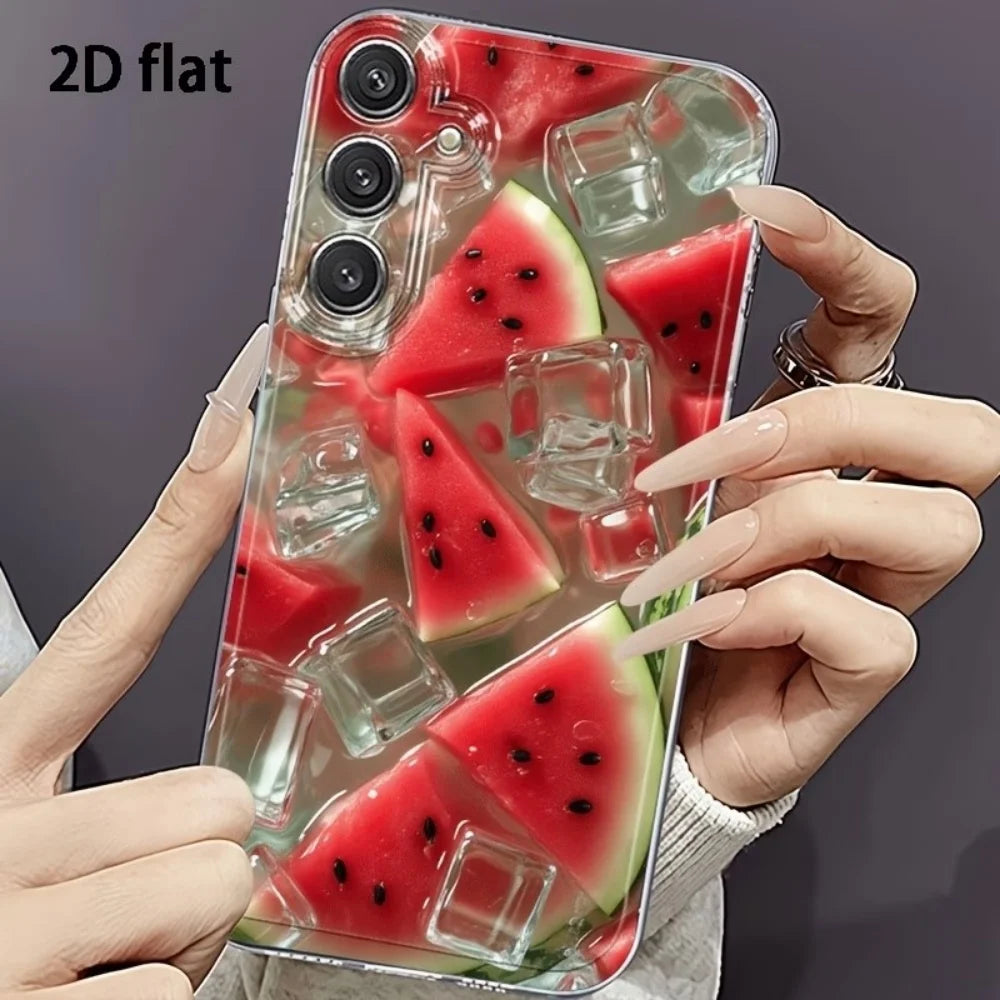 Summer Iced Watermelon Pattern TPU Phone Case For Samsung Galaxy S26 S25 S24 S23 S22 S21 S20 Ultra Plus FE Edge 2022 5G Cover