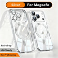 Fashion Orange Magnetic Clear Case For iPhone Air 17 16 15 14 13 12 11 Pro Max Plus Wireless Charge Plating Soft Business Cover