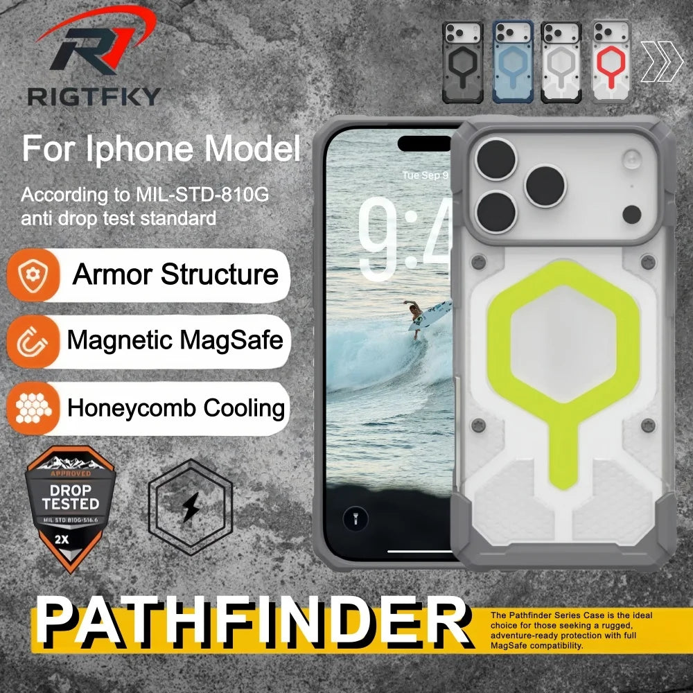 Original PathFinder Phone Case For iPhone 17 Air 16 Pro Max 15 14 13 12 MagSafe  Shockproof Armor Magnetic Protector Clear Cover