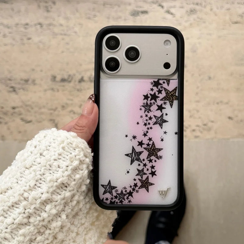 Wildflower Stars Fang Union Jack Phone Case for iPhone 12 13 14 15 16 17 Pro Max Plus Air wf INS Puppy Polka Dot Back Cover﻿﻿﻿﻿﻿