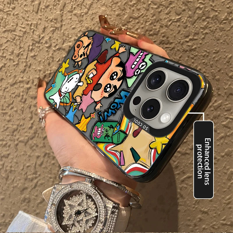 Hot Anime C-Crayon Shin-chans Frosted Case for iPhone 16 E 15 Pro Max 14 Plus 13 12 Mini 11 Pro Max XS X 8 7 SE Acrylic Cover