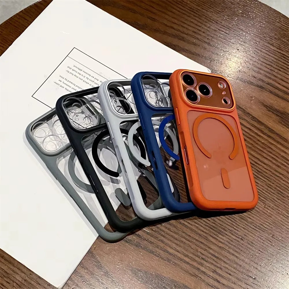 Luxury Transparent Magnetic Case For iPhone 17 Pro Max For Magsafe Wireless Charging Clear Hard Acrylic Shockproof Cover