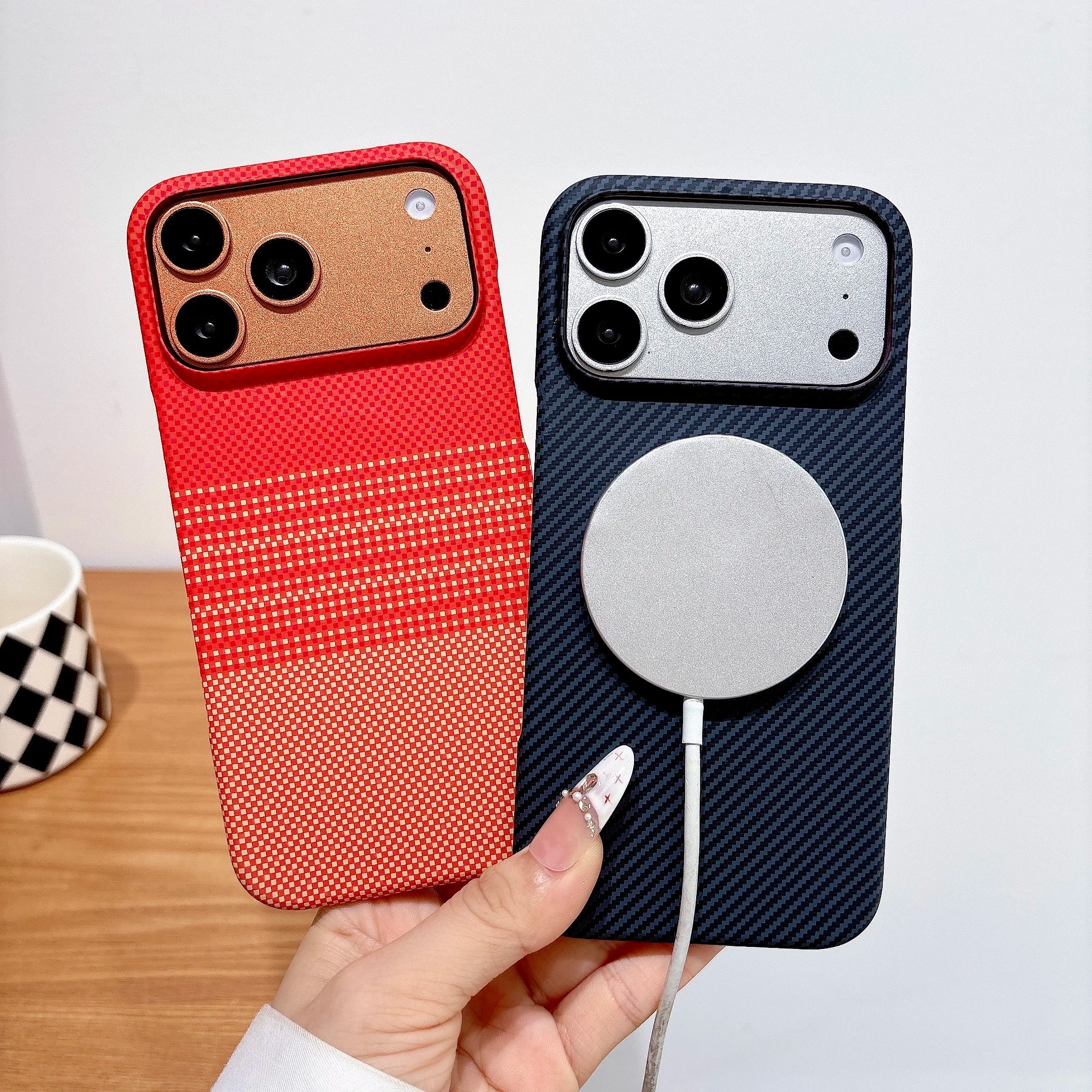 Kevlar Aramid Carbon Fiber Case For iPhone Air 17 16 15 14 13 Pro Max Plus Magsafe Luxury Cover Magnetic Ultra-Thin Phone Case