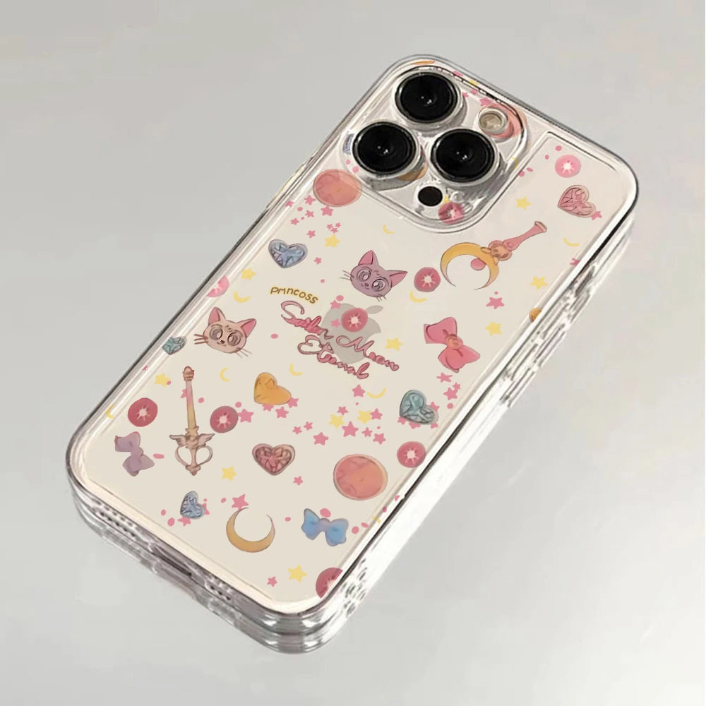 Sailors M-Moon Phone Case for iPhone 16 15 14 Plus 13 12 Mini 11 iPhone16 iPhone13 Pro Max X Xs XR 7 8 Clear Soft Capa Cover