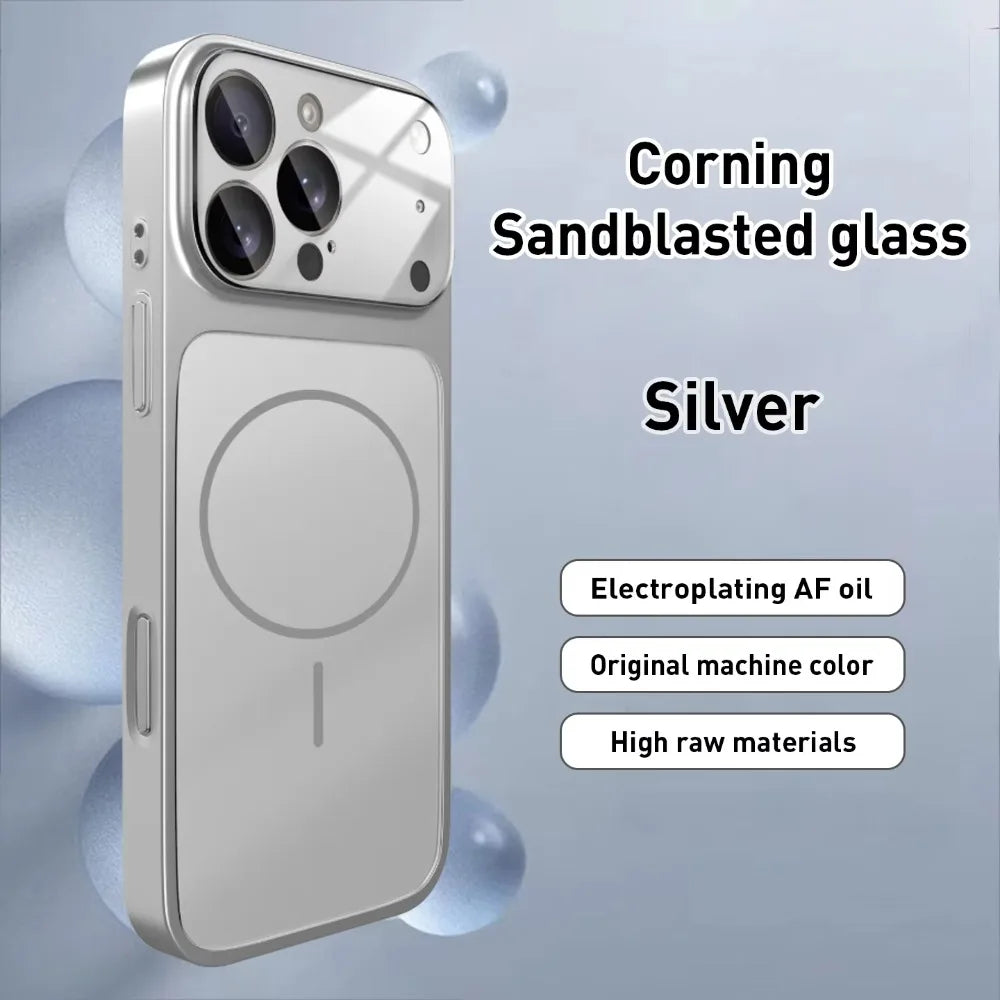 Original Glass Nano Matte Case For iPhone 17 Pro Max Air 16 15 14 13 12 11 Magnetic for Magsafe Wireless Charging Armor Funda