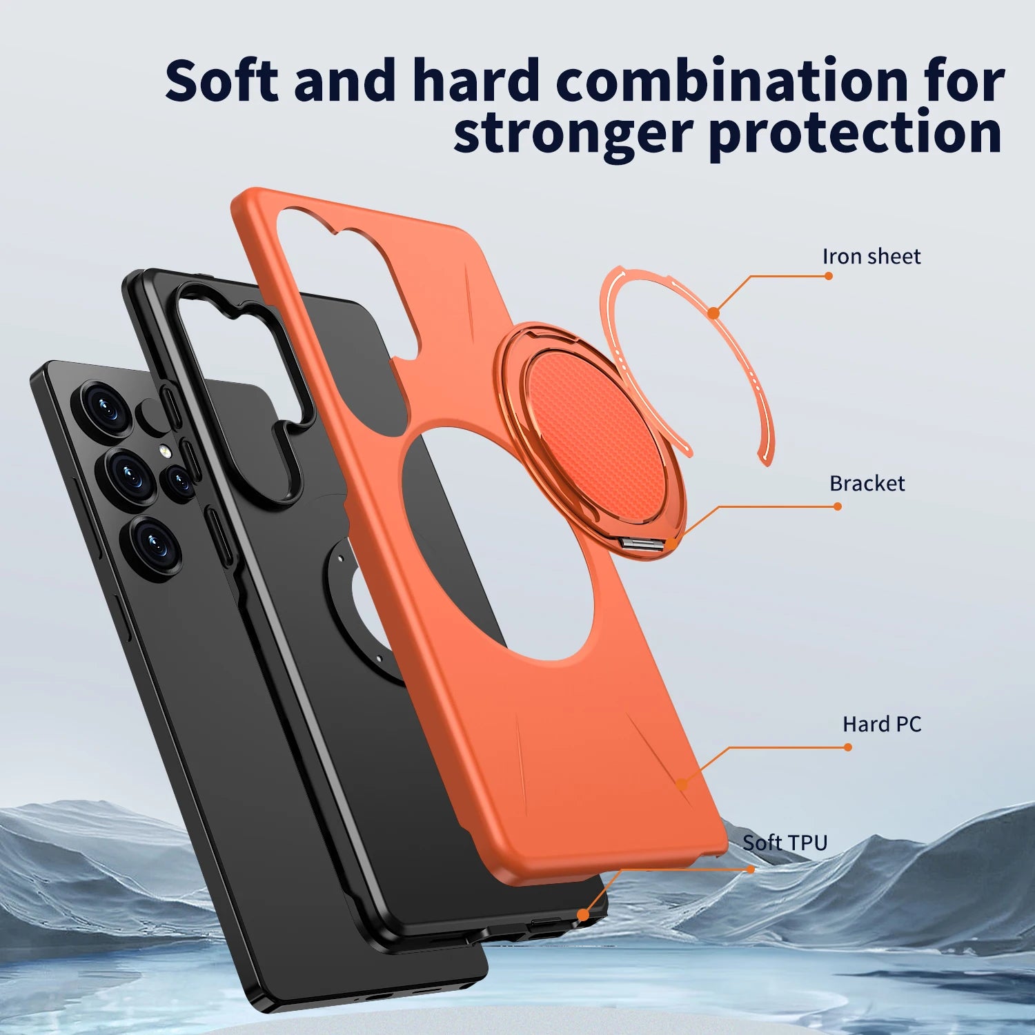 Dual Layer For Magsafe Bracket Phone Case For Samsung Galaxy S26 S25 Edge S24 S23 FE Plus S22 Ultra Folding Stand Magnetic Cover