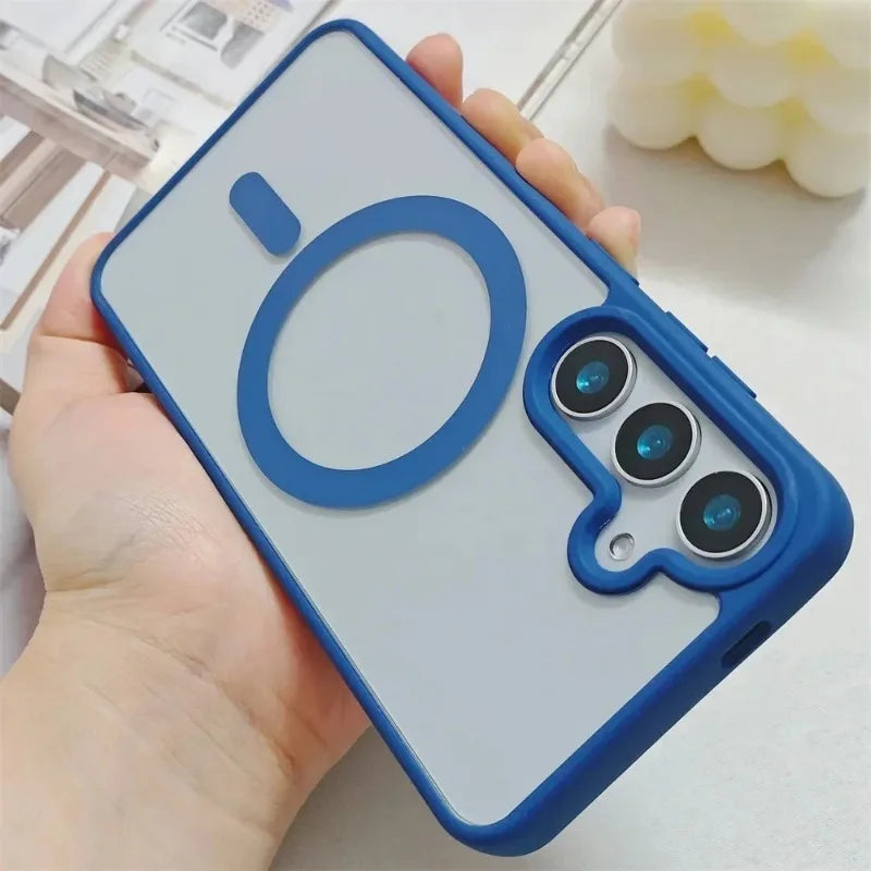 New Frosted Magnetic Case For Samsung Galaxy S25 Edge S25 S24 S23 FE S22 Plus Ultra For Magsafe Wireless Charger Protector Cover