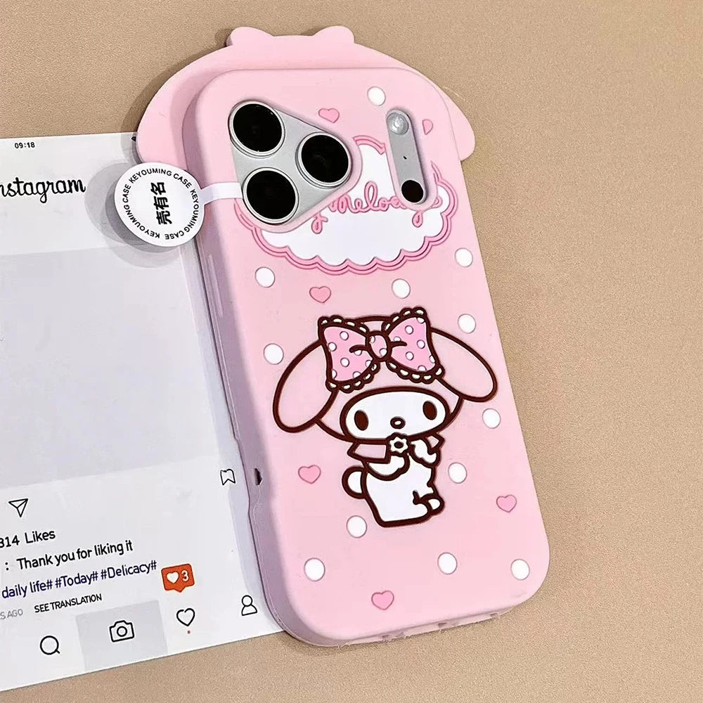 For iPhone 17 Pro Max 16 15 14 Pro 13 12 11 7 8 SE 5 5S 4 4S Kawaii Big Ear Melody 3D Cartoon Rubber Silicon Soft Phone Case