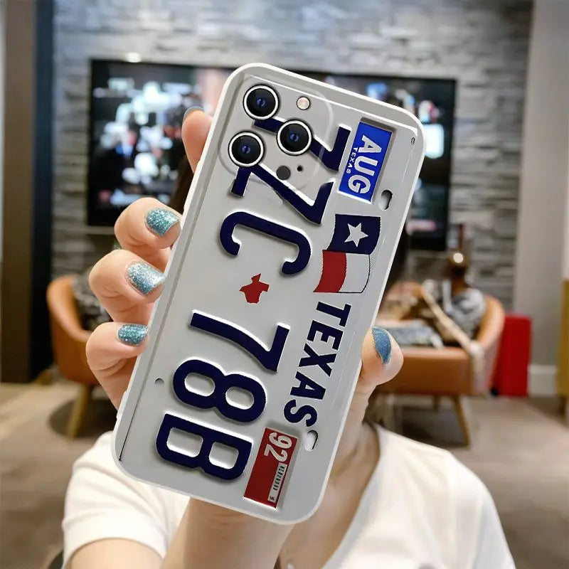 USA License Plate Style Phone Case for iPhone 17 ProMax 16 Pro Max 15 Plus 14 13 Mini 12 11 SE 16E AIR Vintage Retro Phone Cover