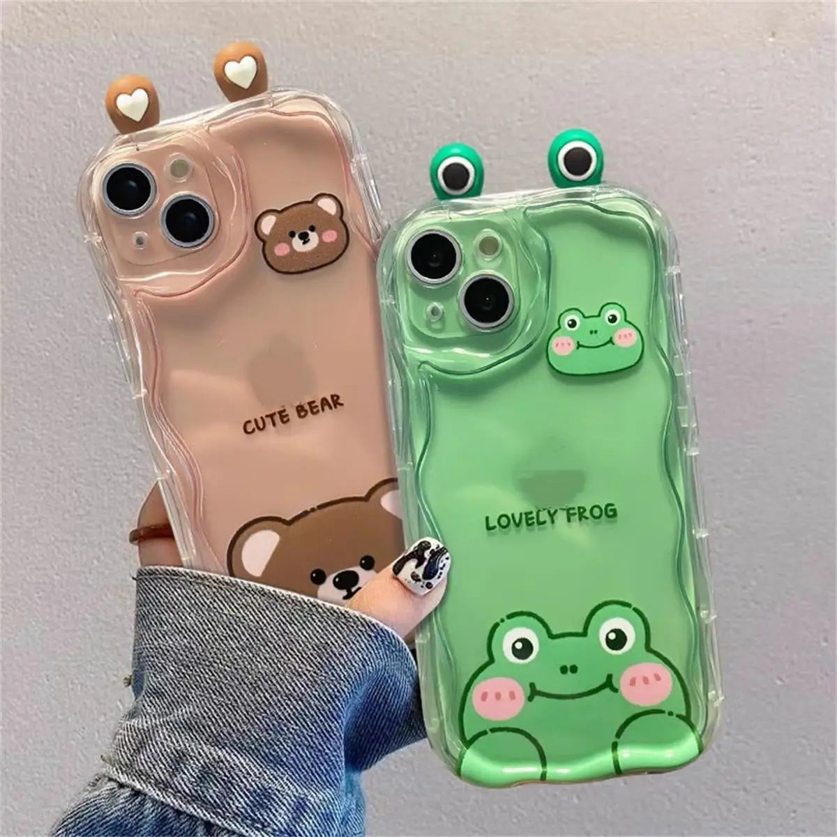3D Cute Rabbit Bear Frog Cat Ear Doll Case For Samsung Galaxy A15 A54 A21S A22 A23 A24 A31 A32 A33 A34 S24 Plus Ultra CoverDoll