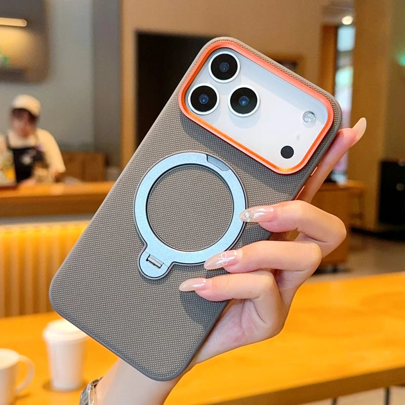funda For iPhone Air Case ELVEV Magnetic Luxury PU Leather Anti-fall with Rotatable Ring Stand Cover for iphone17 pro max ケース